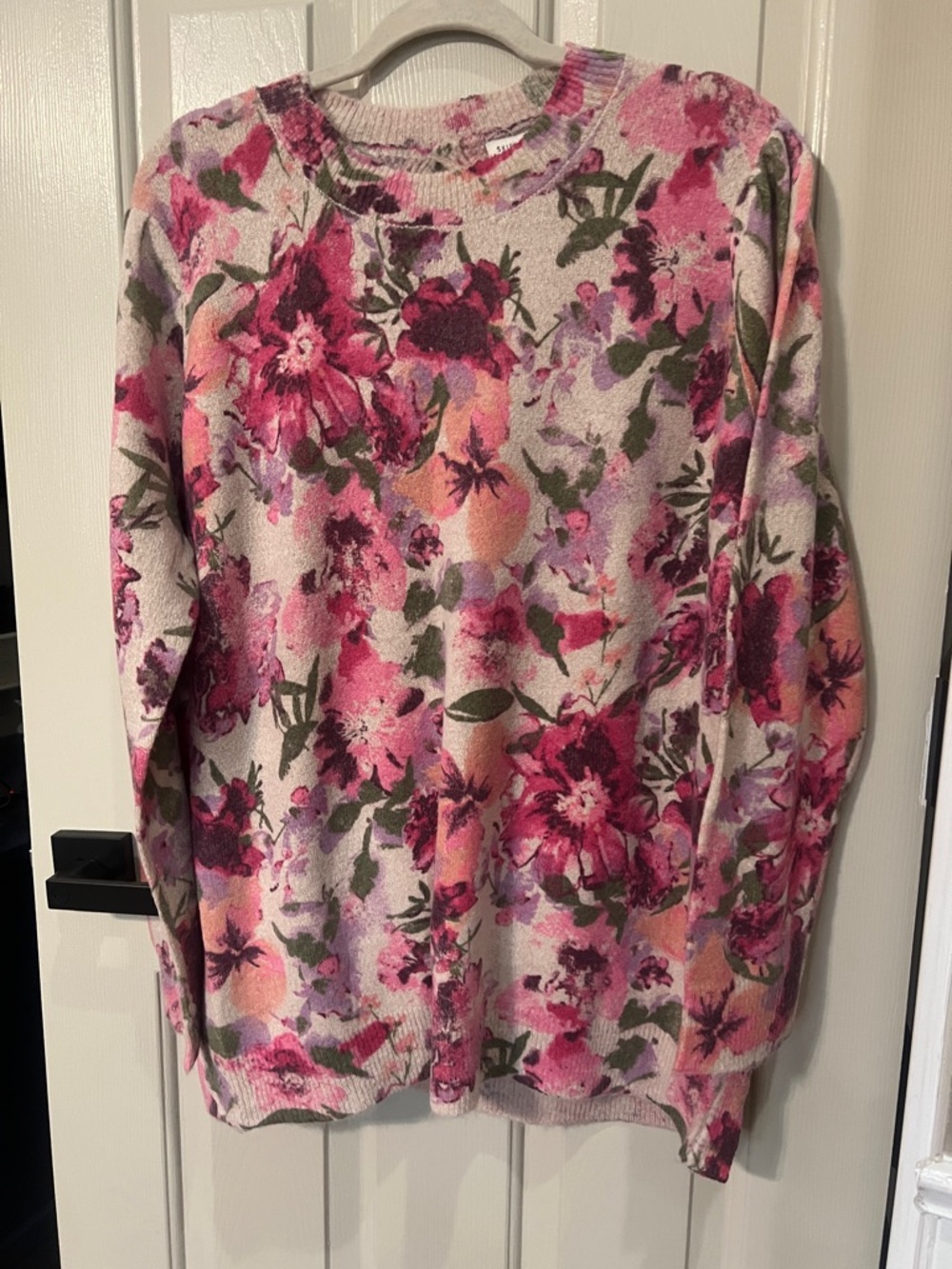 Skies Are Blue Pink Floral Knit Sweater
